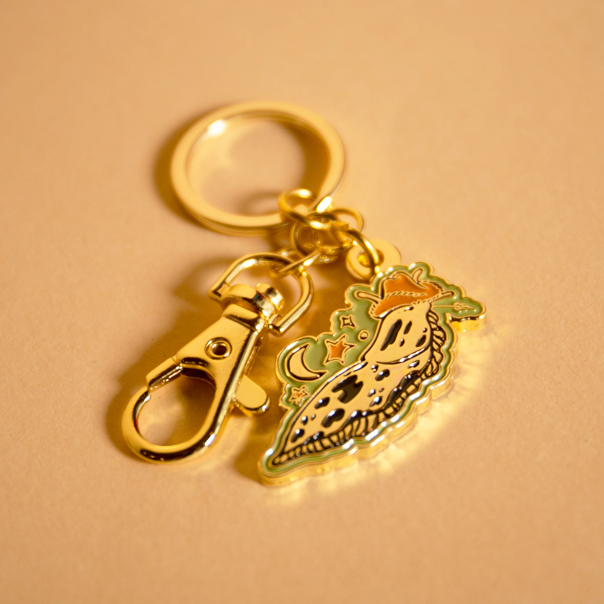 Banana Slug Cowboy Enamel Keychain
