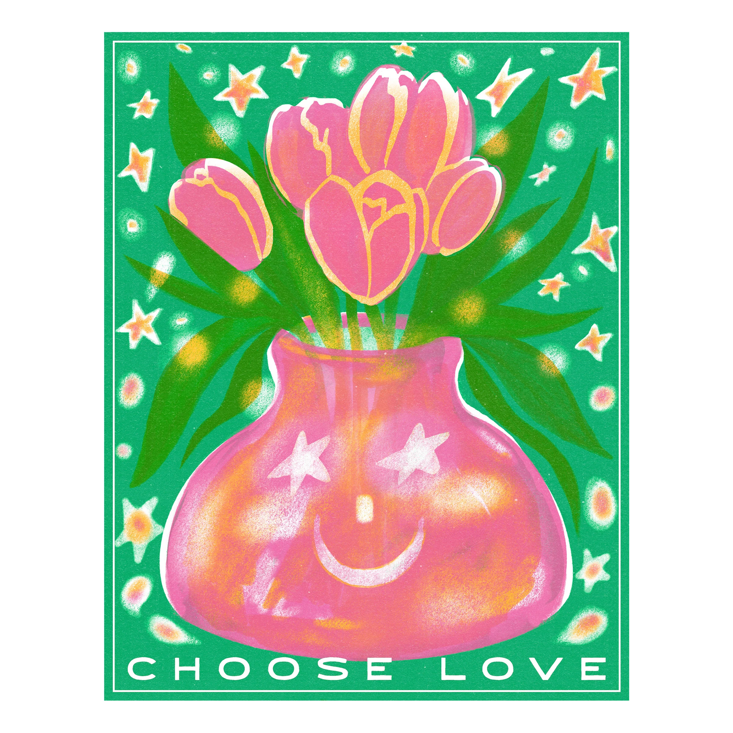 Choose Love Tulips Riso Print