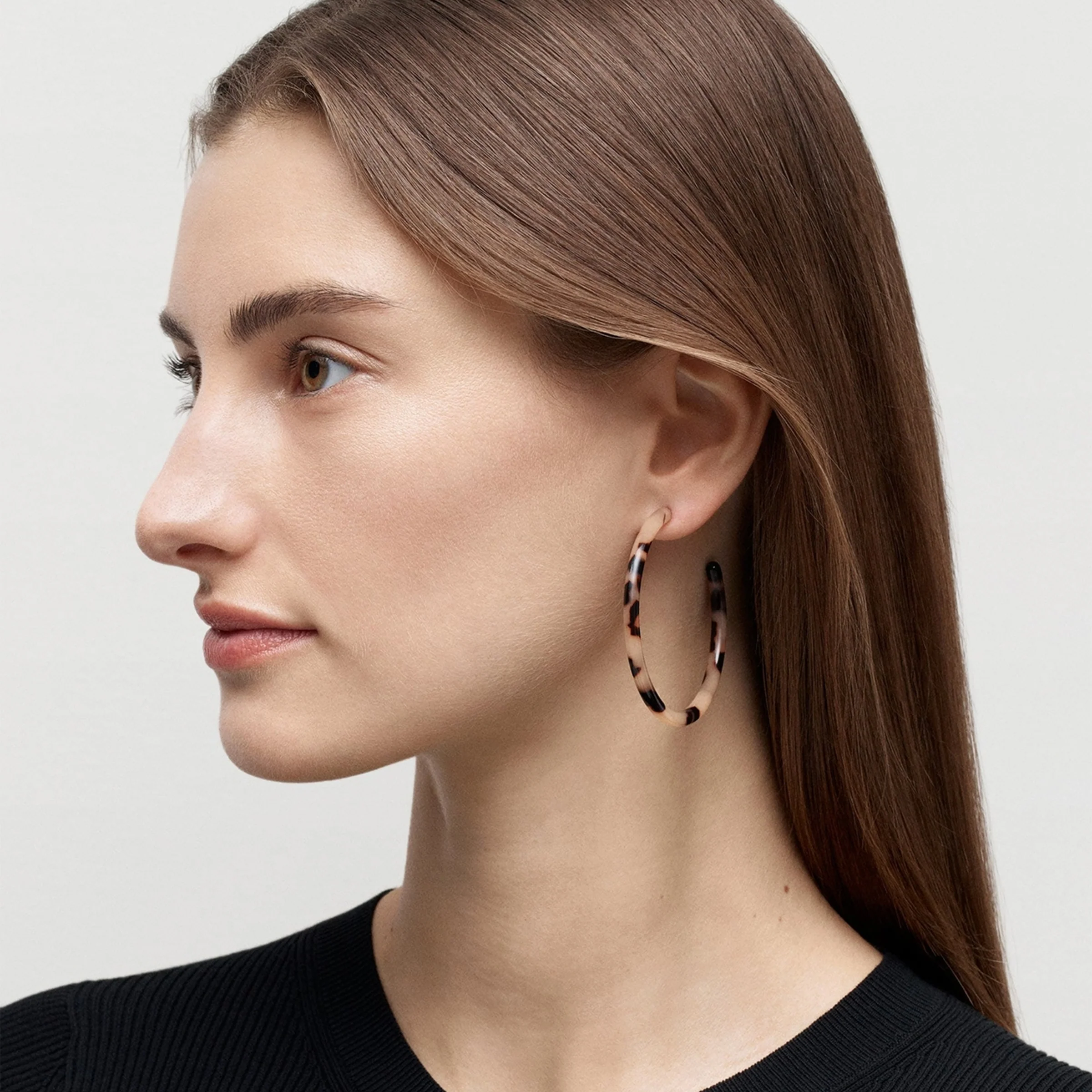 Large Hoops in Tiger's Eye - Image 2