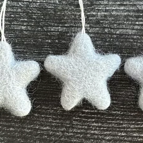Morning Blue Felted Wool Star Ornament - Image 2