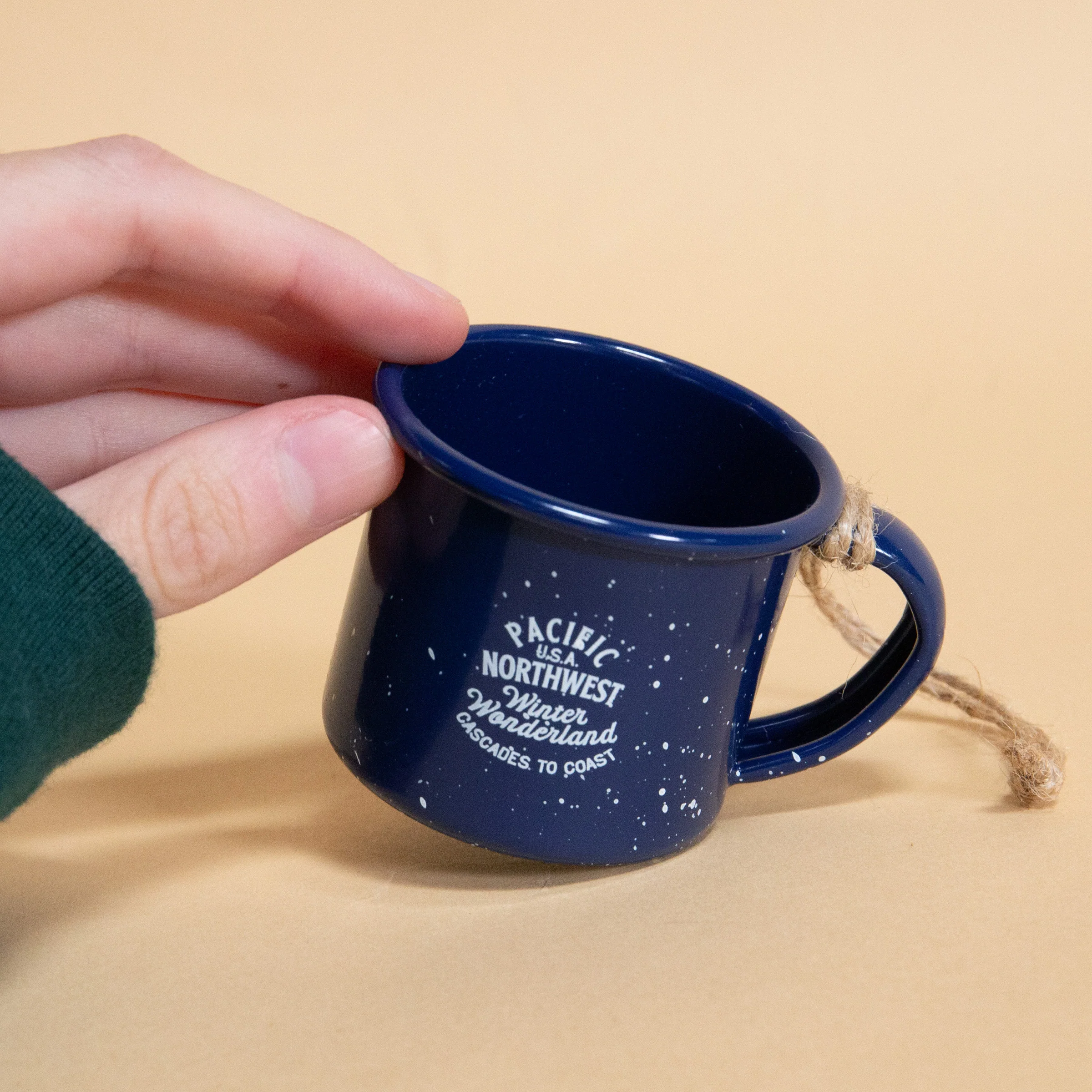 PNW Campfire Mug Ornament (Navy) - Image 2