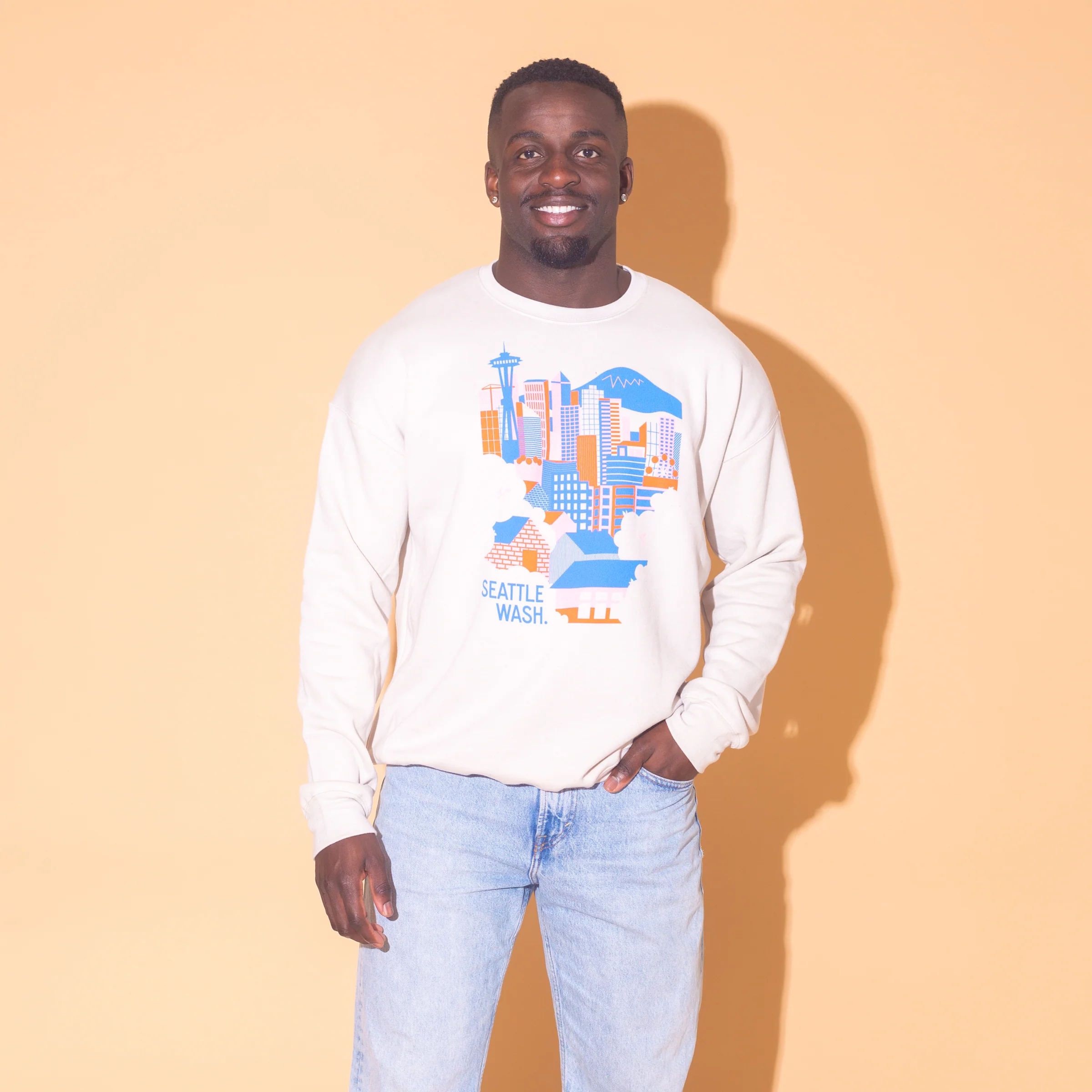 Seattle Skyline Crew Sweatshirt (Natural) - Image 2