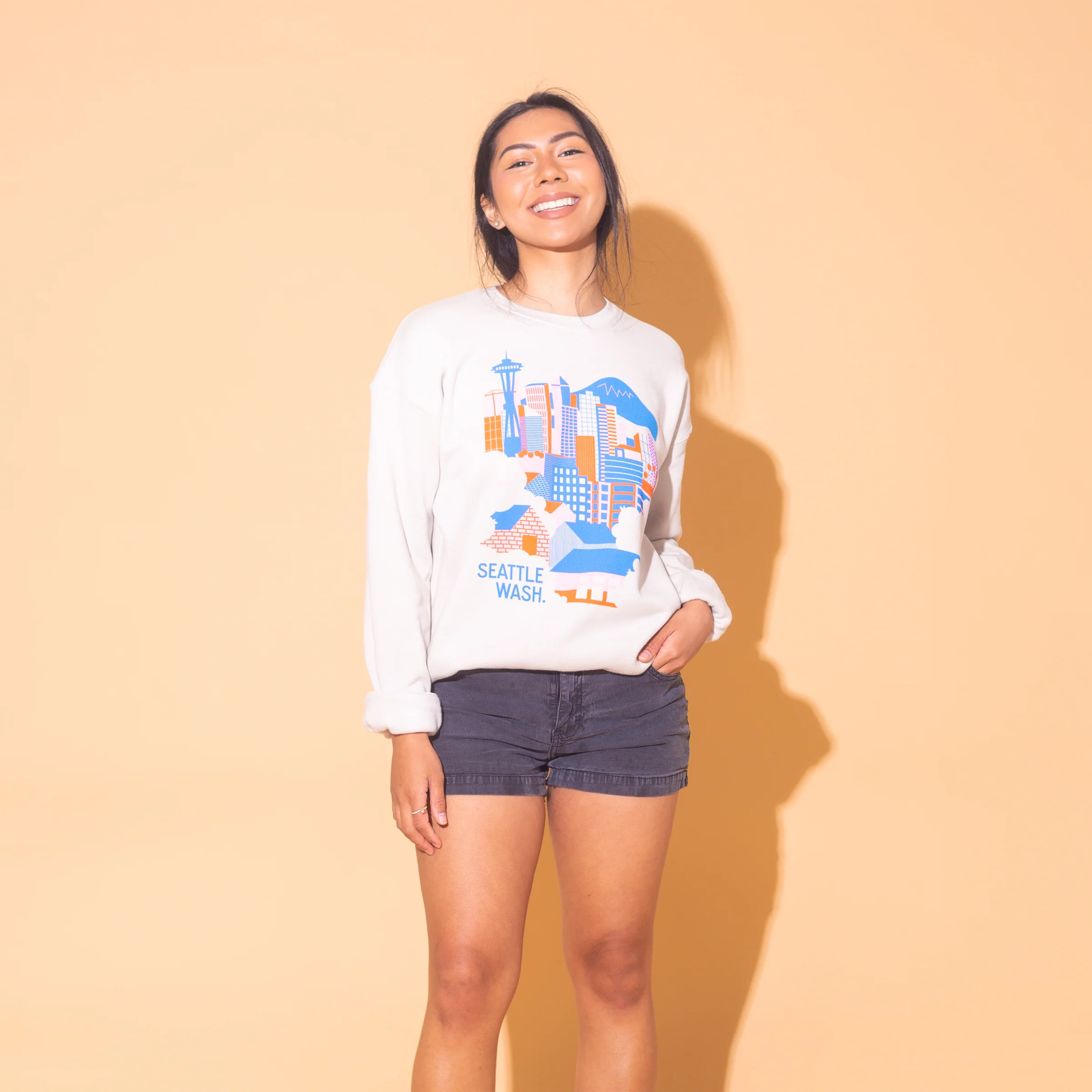 Seattle Skyline Crew Sweatshirt (Natural) - Image 3