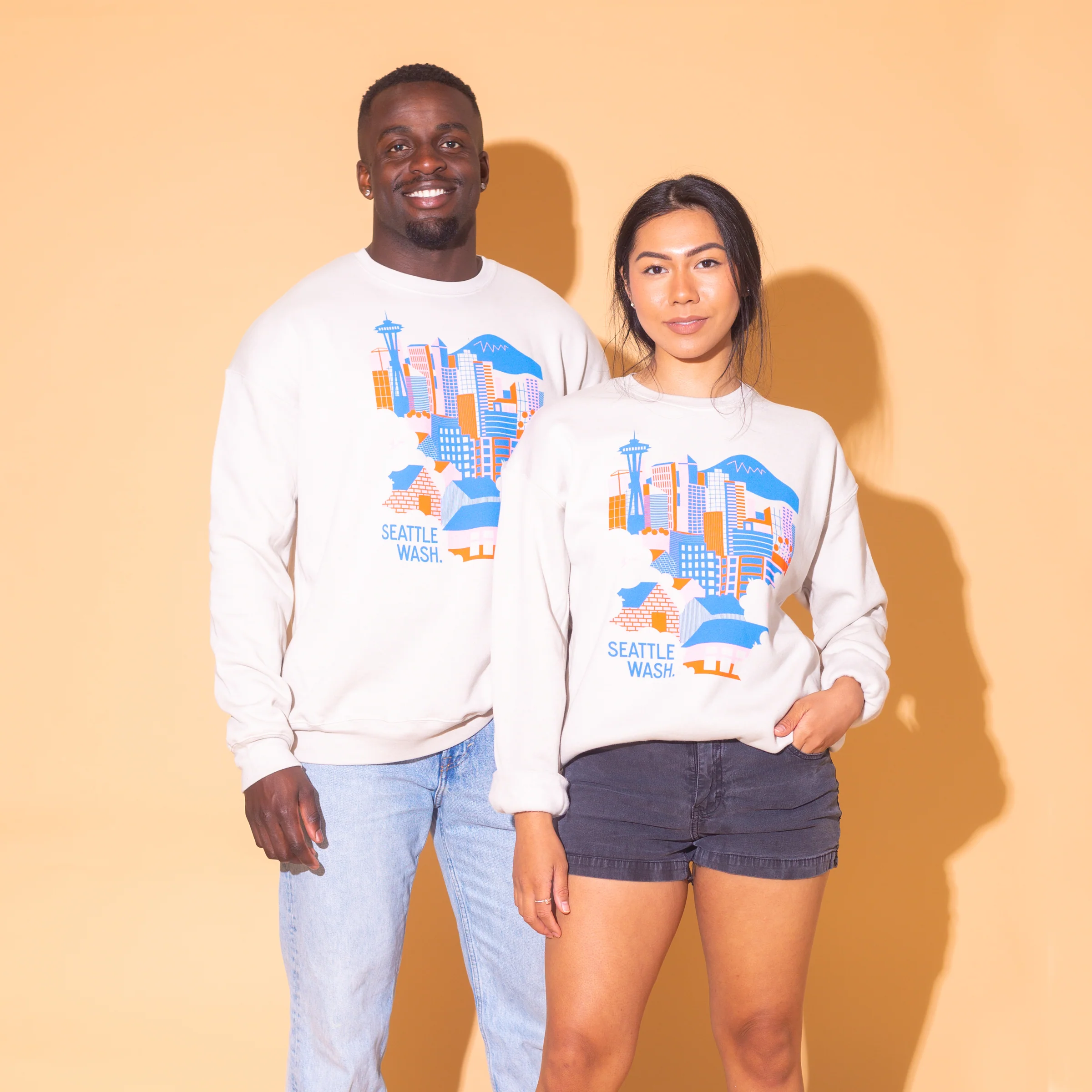 Seattle Skyline Crew Sweatshirt (Natural) - Image 4