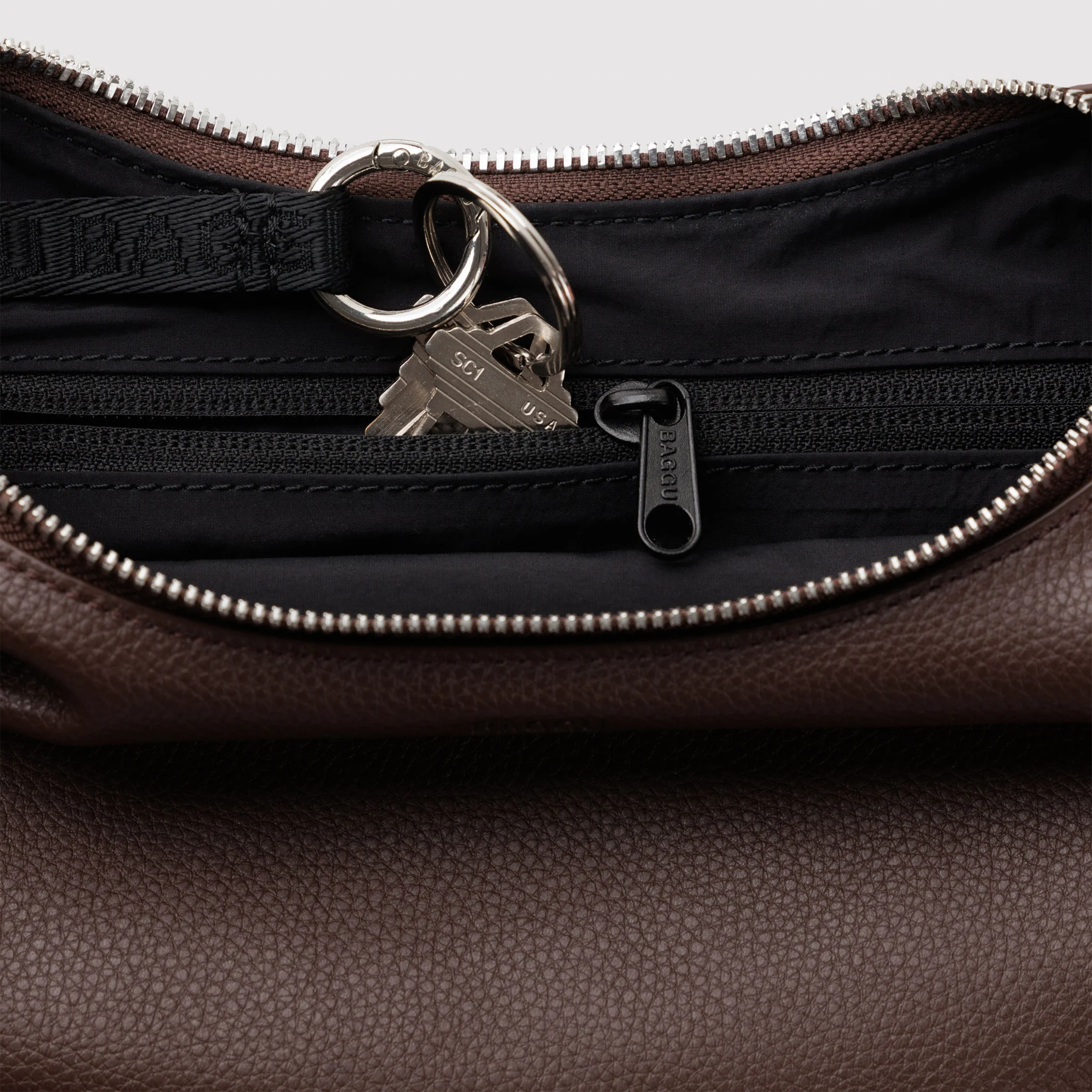 Small Recycled Leather Flat Crescent - Image 5