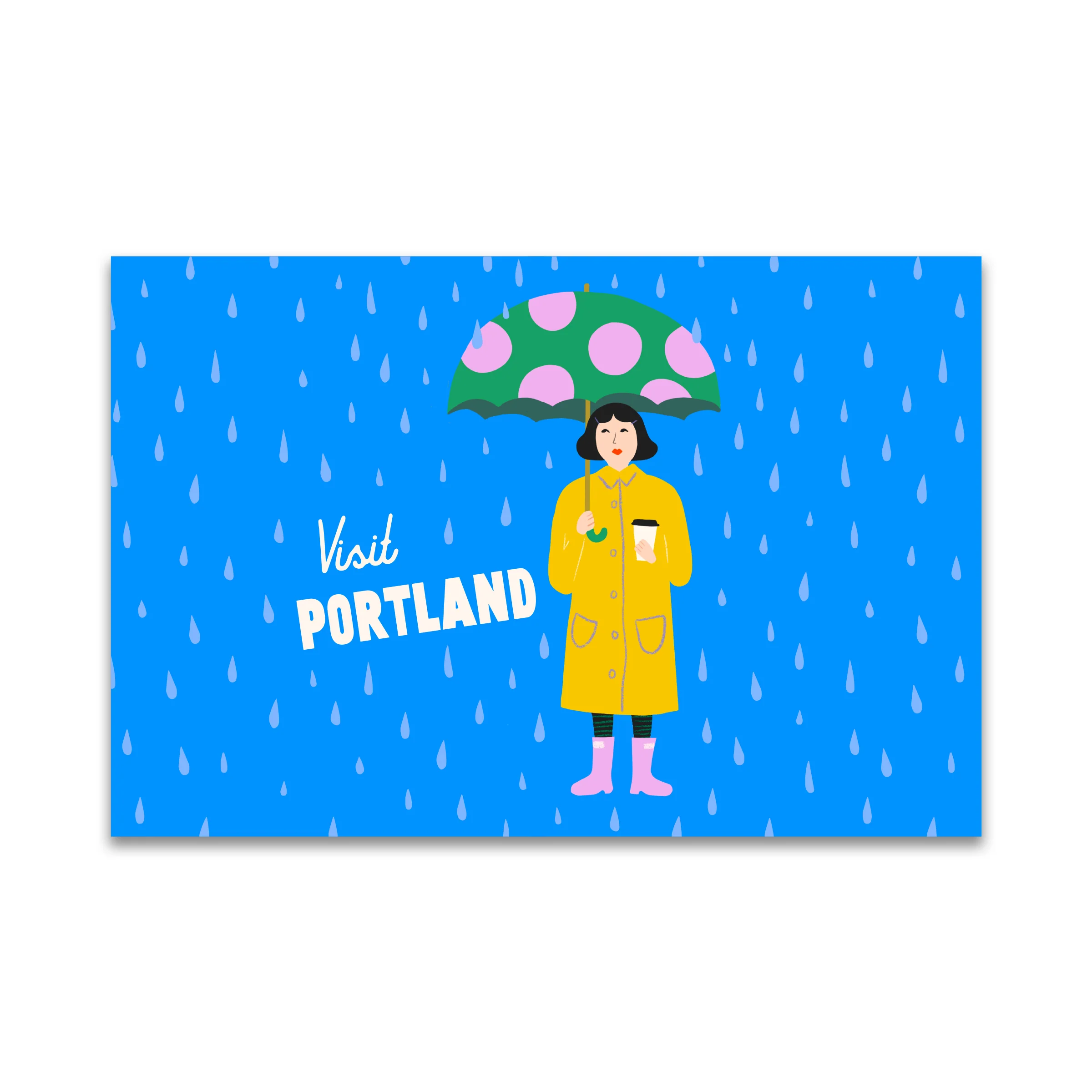 Visit Portland Rain Postcard