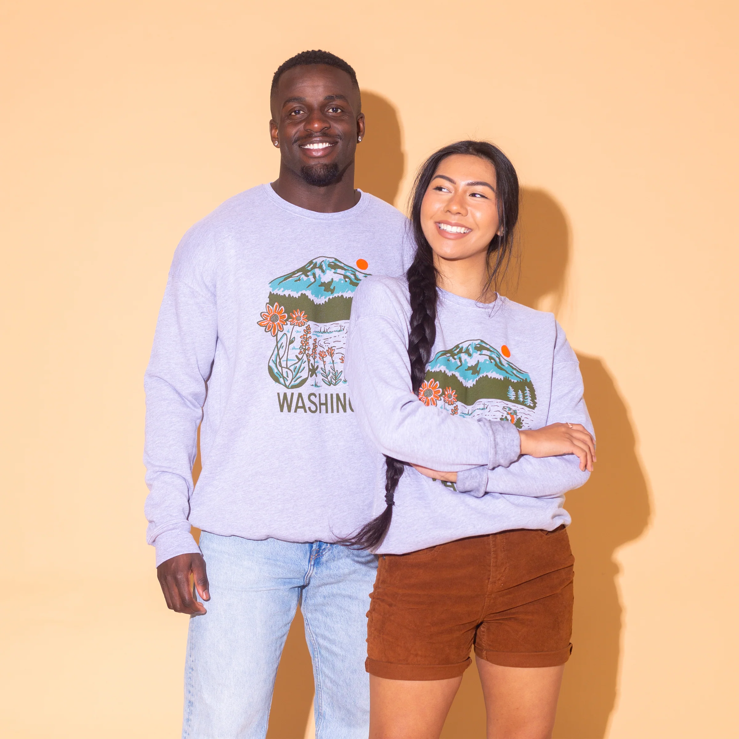 WA Mountain Lake Crew Sweatshirt (Gray) - Image 3