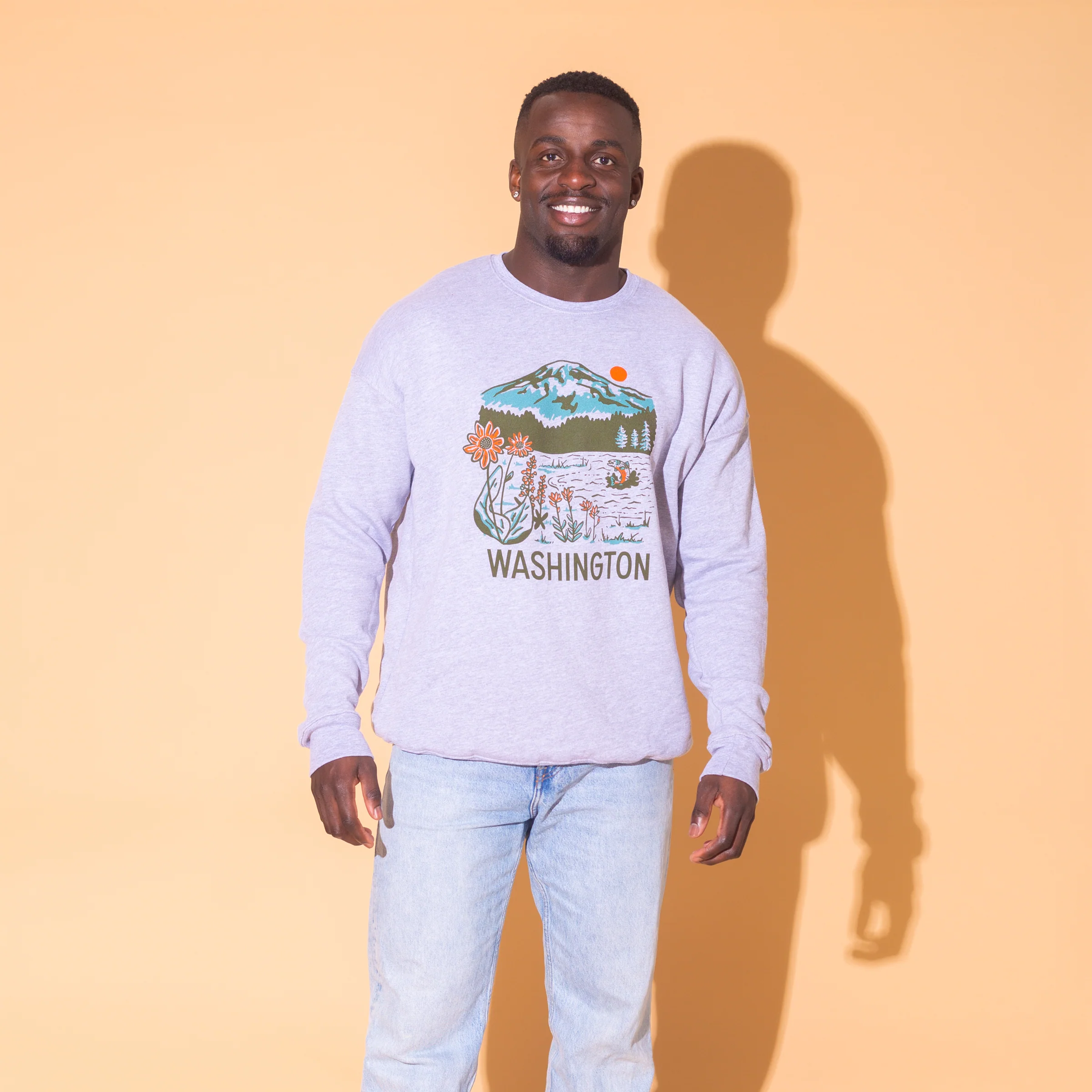 WA Mountain Lake Crew Sweatshirt (Gray) - Image 4